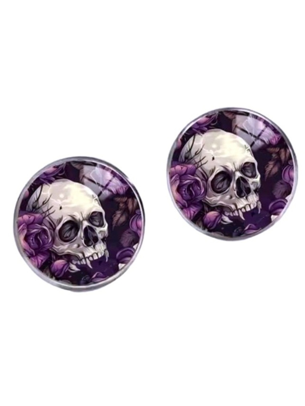 New -Super Cool & Stylish -Stainless Steel Purple Skull Earrings